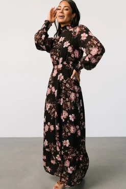 Hot Baltic Born Luciana Maxi Dress | Black + Mauve Black+Mauve