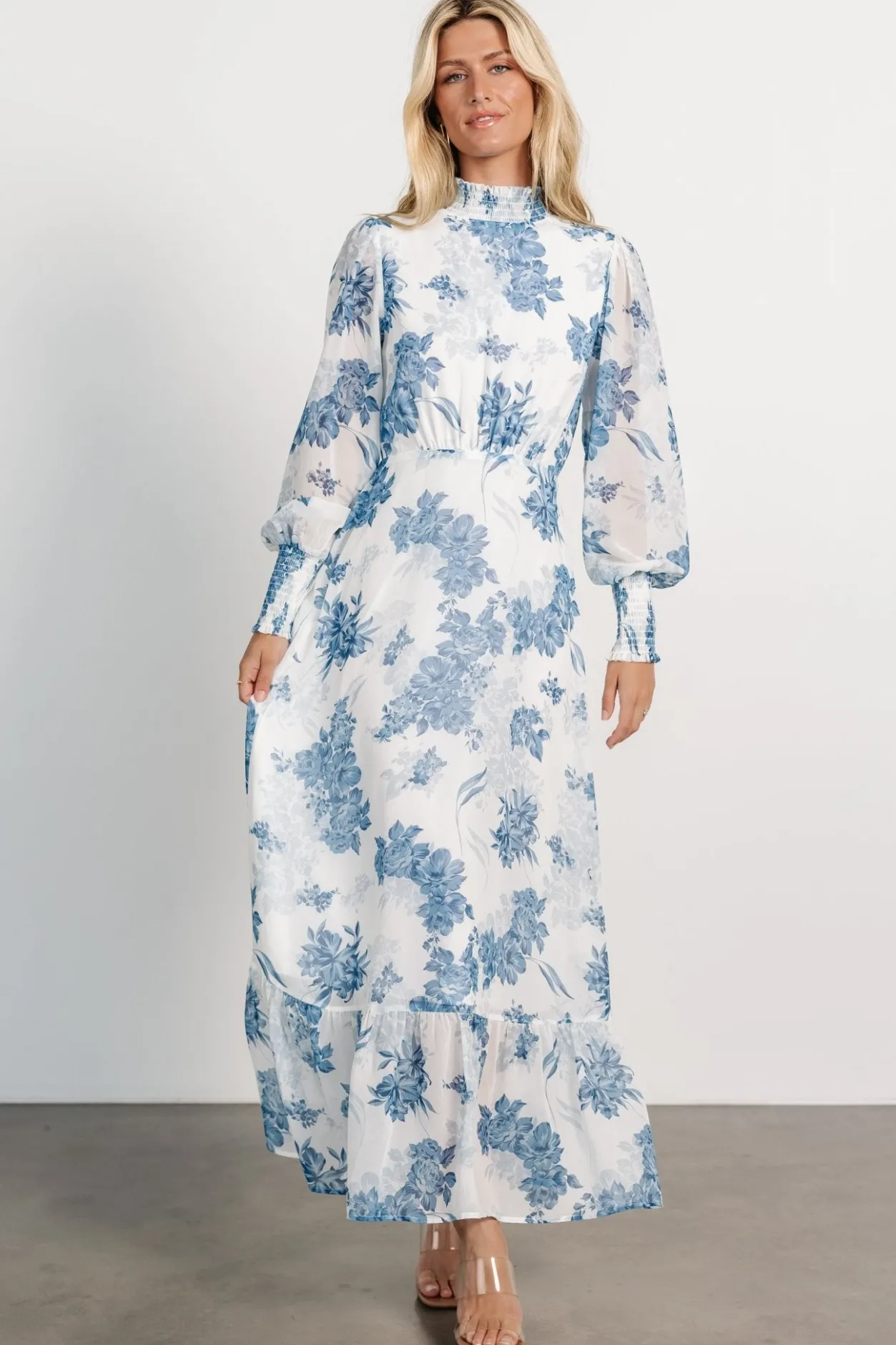 Online Baltic Born Luciana Maxi Dress | Off White + Blue OffWhite+Blue