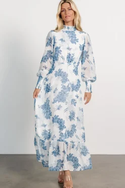 Online Baltic Born Luciana Maxi Dress | Off White + Blue OffWhite+Blue