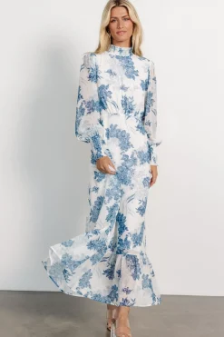 Online Baltic Born Luciana Maxi Dress | Off White + Blue OffWhite+Blue