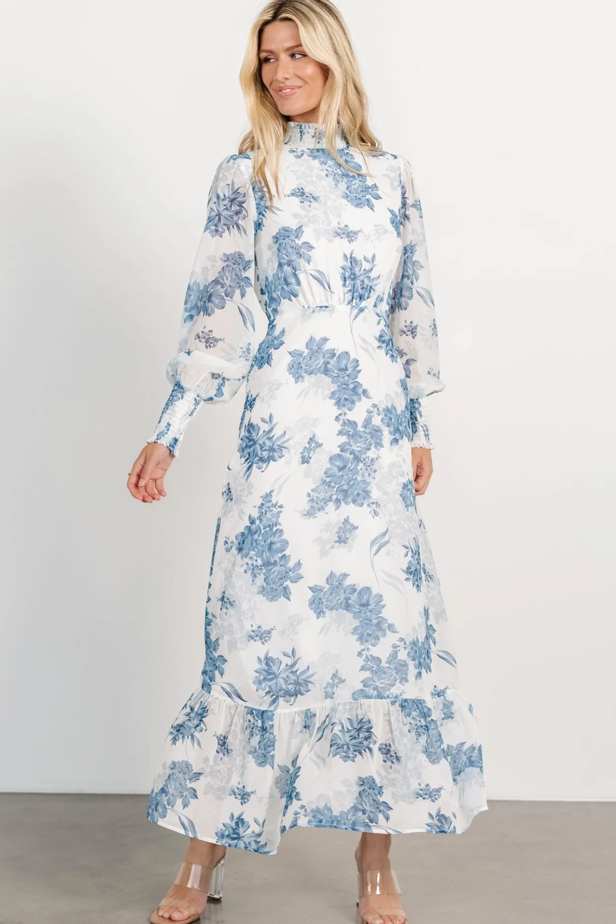 Online Baltic Born Luciana Maxi Dress | Off White + Blue OffWhite+Blue