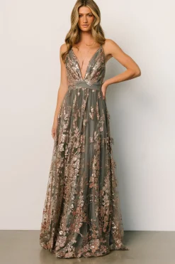 Best Baltic Born Lucienne Shimmer Maxi Gown | Eucalyptus + Rose Eucalyptus+Rose