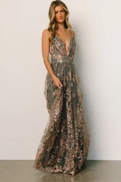 Best Baltic Born Lucienne Shimmer Maxi Gown | Eucalyptus + Rose Eucalyptus+Rose