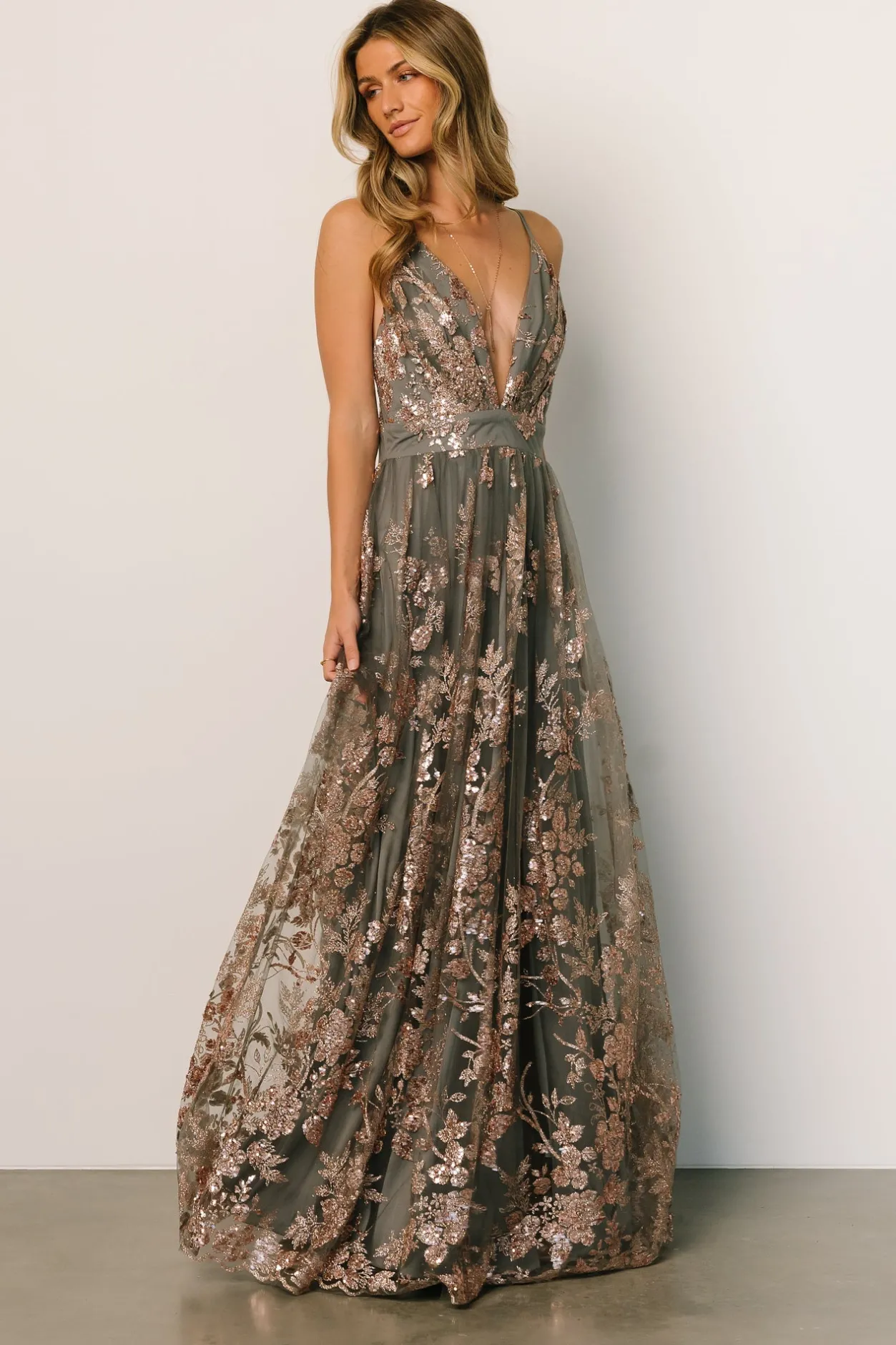Best Baltic Born Lucienne Shimmer Maxi Gown | Eucalyptus + Rose Eucalyptus+Rose