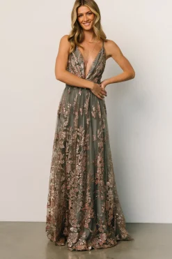 Best Baltic Born Lucienne Shimmer Maxi Gown | Eucalyptus + Rose Eucalyptus+Rose