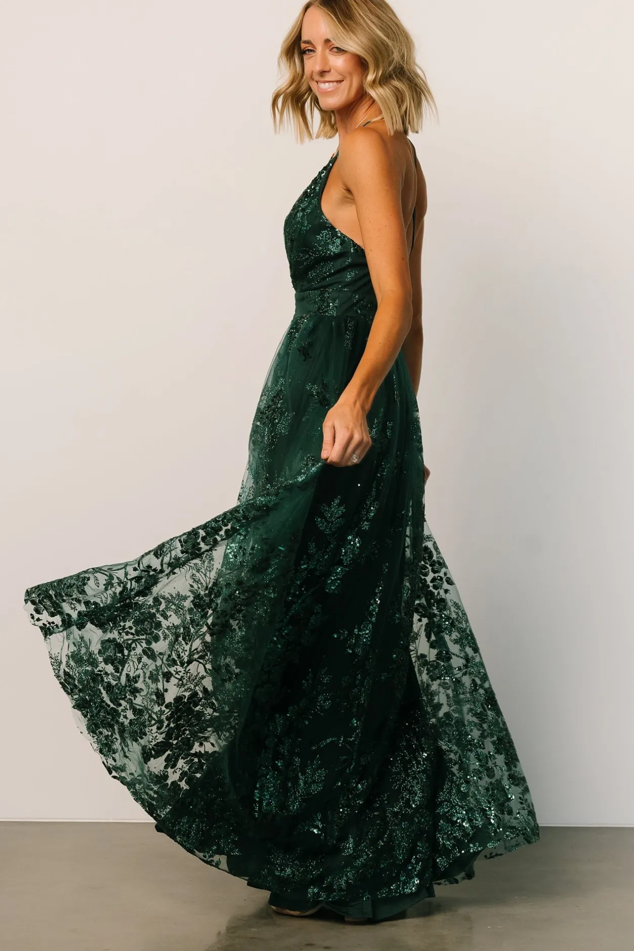 Hot Baltic Born Lucienne Shimmer Maxi Gown | Emerald