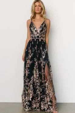 Fashion Baltic Born Lucienne Shimmer Maxi Gown | Navy + Rose Gold Navy+RoseGold