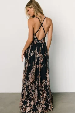 Fashion Baltic Born Lucienne Shimmer Maxi Gown | Navy + Rose Gold Navy+RoseGold