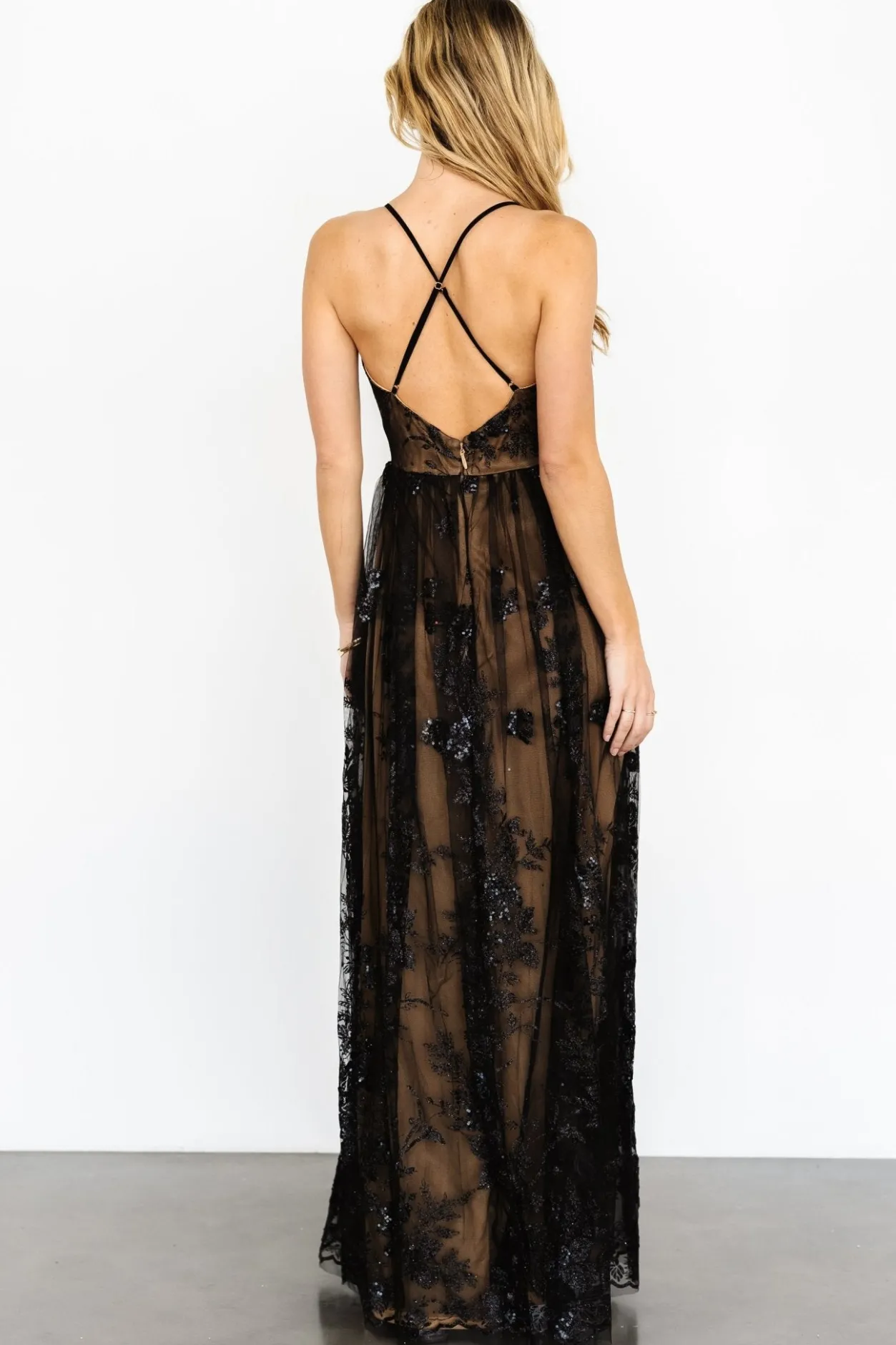 Best Baltic Born Lucienne Shimmer Maxi Gown | Black + Nude Black+Nude