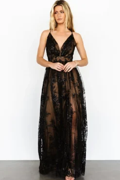 Best Baltic Born Lucienne Shimmer Maxi Gown | Black + Nude Black+Nude