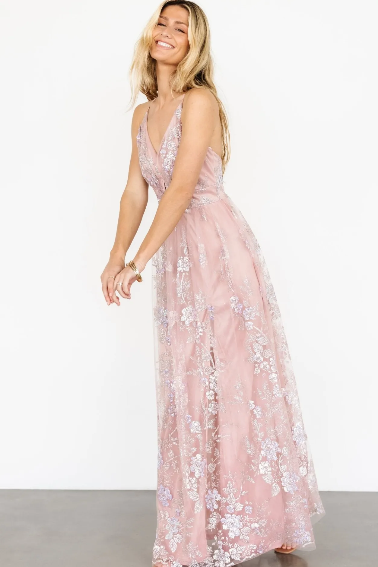Discount Baltic Born Lucienne Shimmer Maxi Gown | Blushing Rose BlushingRose