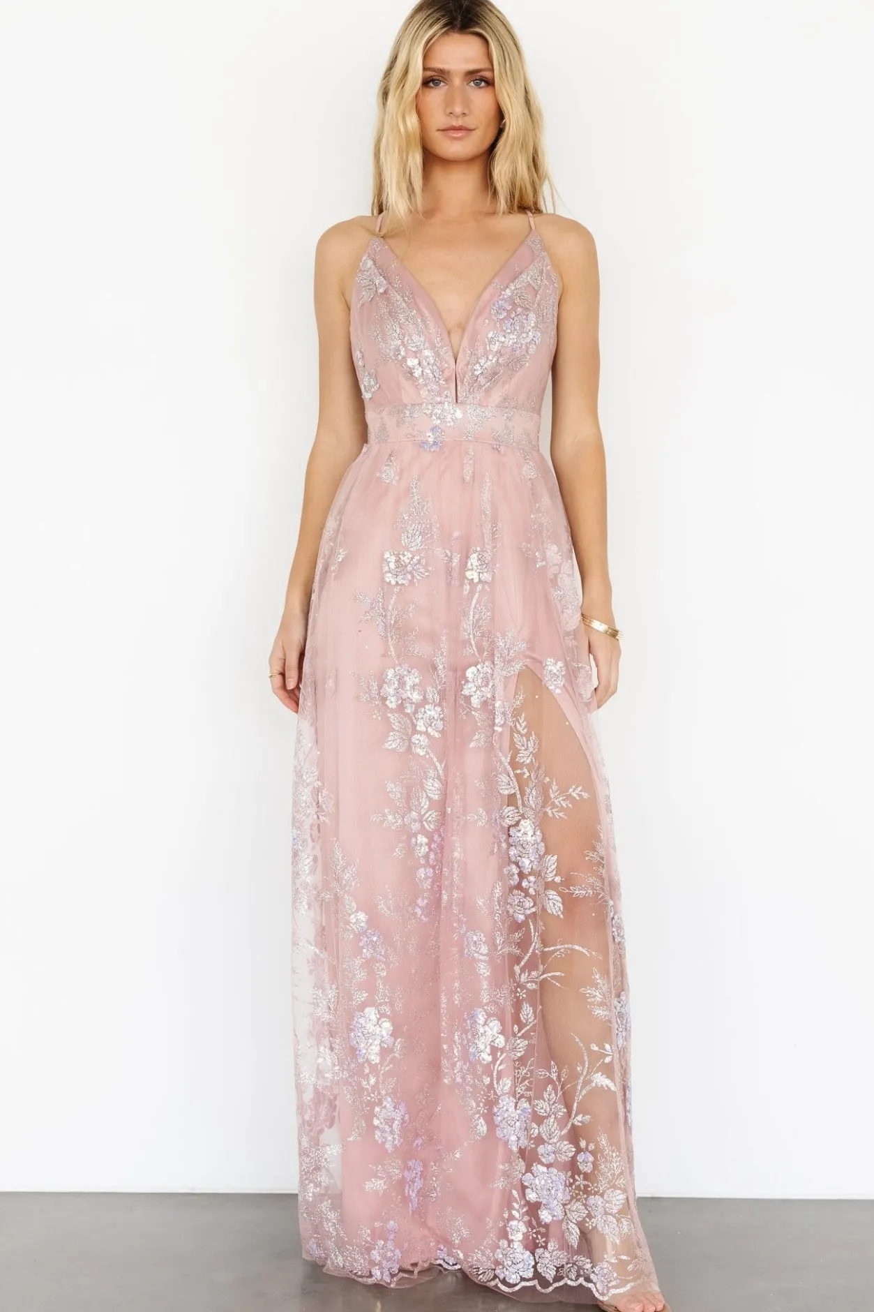 Discount Baltic Born Lucienne Shimmer Maxi Gown | Blushing Rose BlushingRose