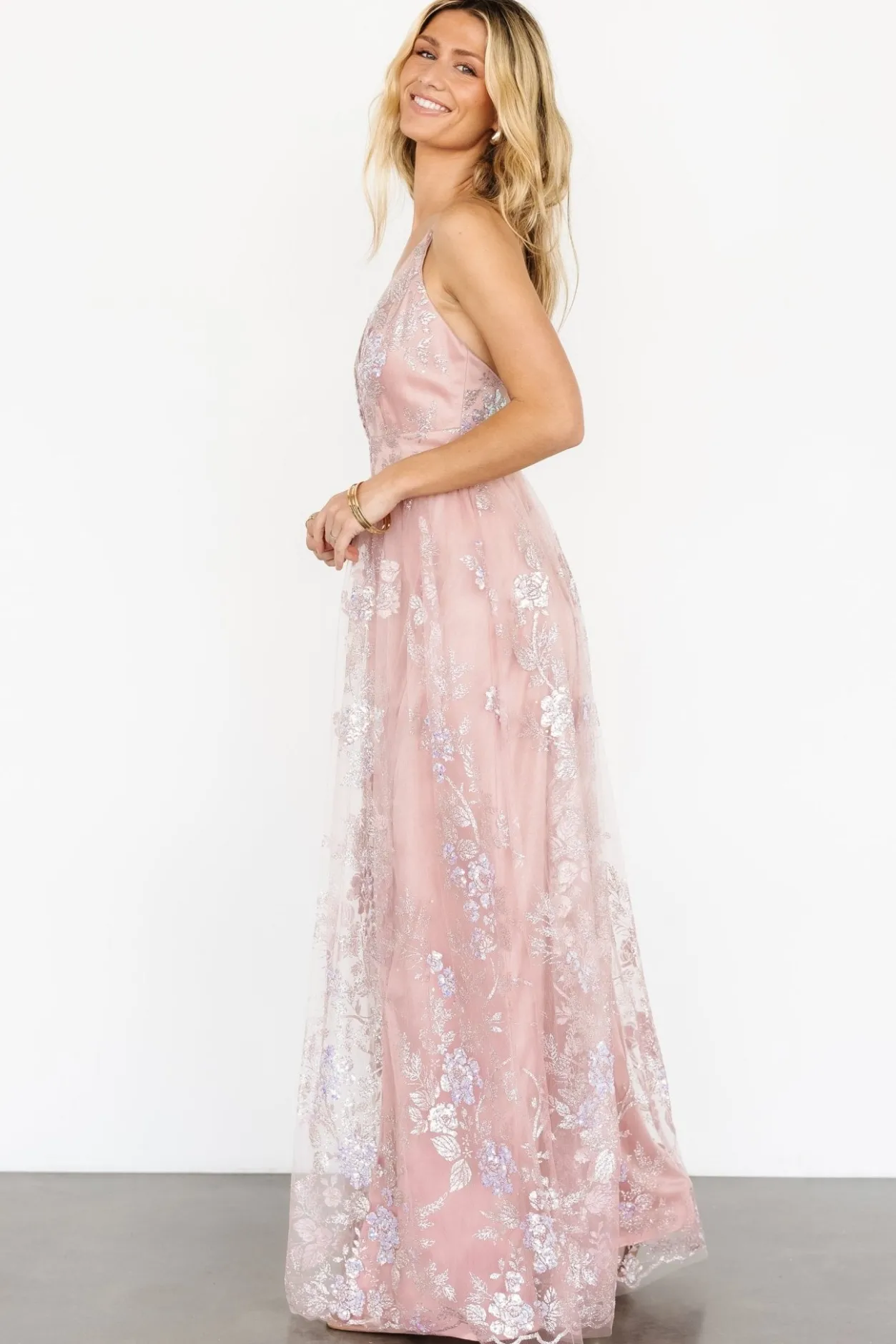 Discount Baltic Born Lucienne Shimmer Maxi Gown | Blushing Rose BlushingRose