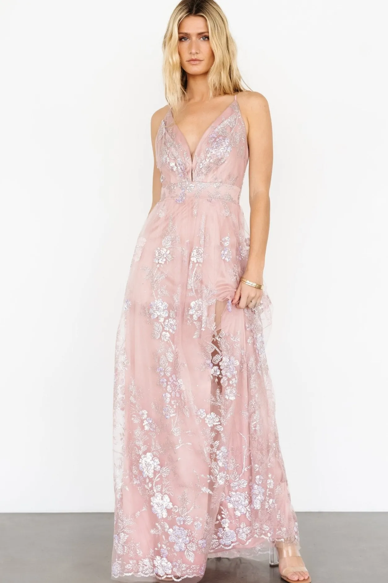 Discount Baltic Born Lucienne Shimmer Maxi Gown | Blushing Rose BlushingRose