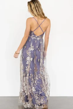 Clearance Baltic Born Lucienne Shimmer Maxi Gown | Blue + Gold Blue+Gold