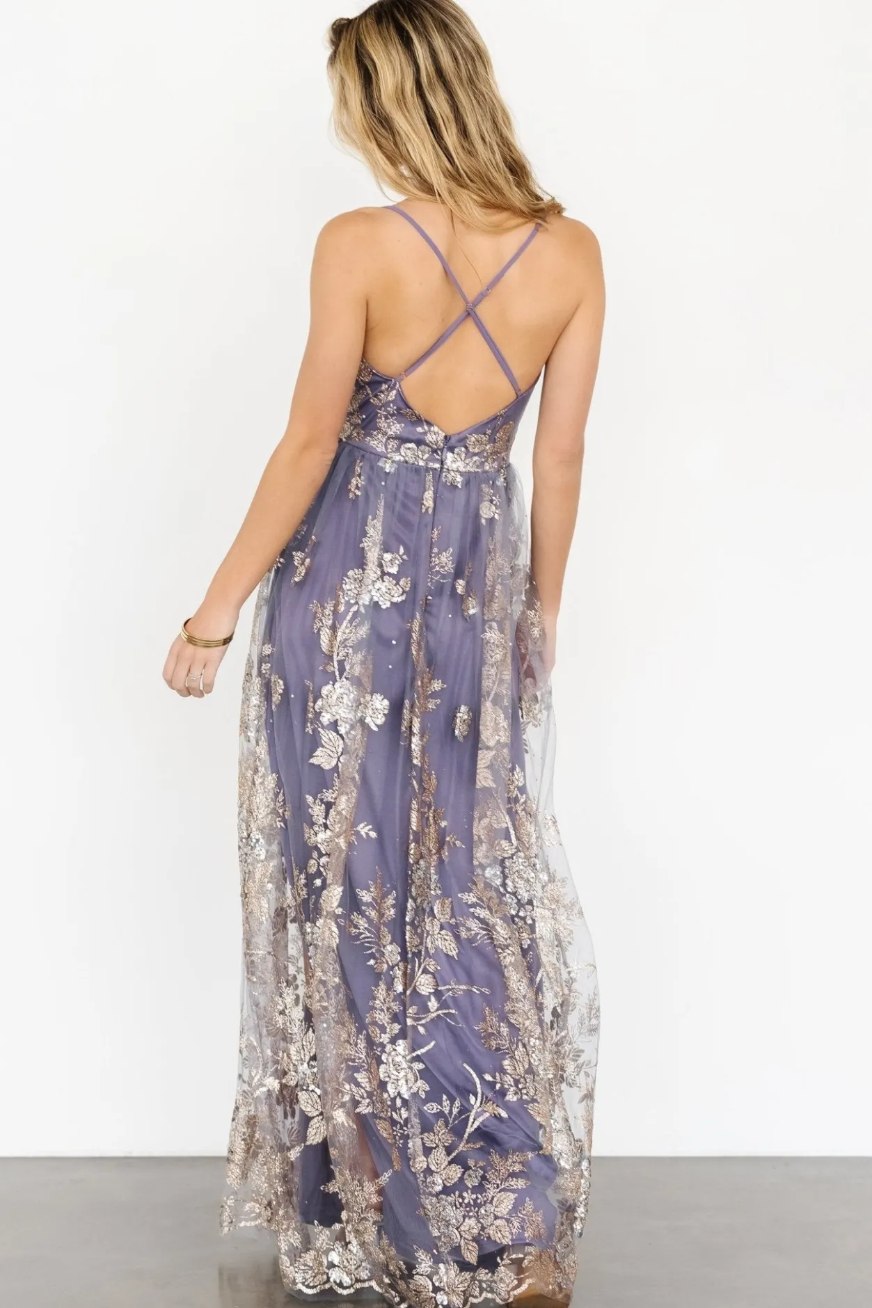 Clearance Baltic Born Lucienne Shimmer Maxi Gown | Blue + Gold Blue+Gold