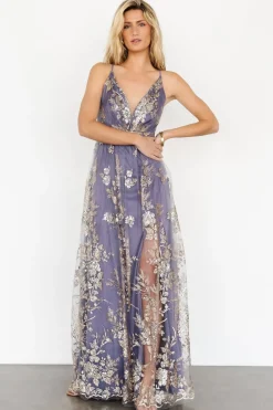 Clearance Baltic Born Lucienne Shimmer Maxi Gown | Blue + Gold Blue+Gold