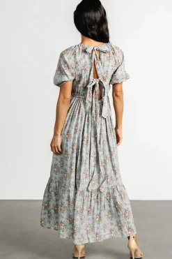 Discount Baltic Born Lucinda Back Tie Dress | Dusty Blue Floral DustyBlueFloral
