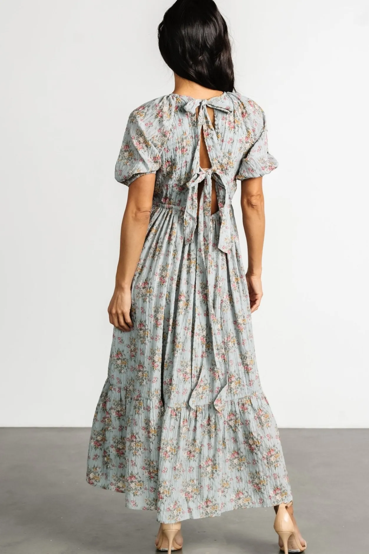 Discount Baltic Born Lucinda Back Tie Dress | Dusty Blue Floral DustyBlueFloral