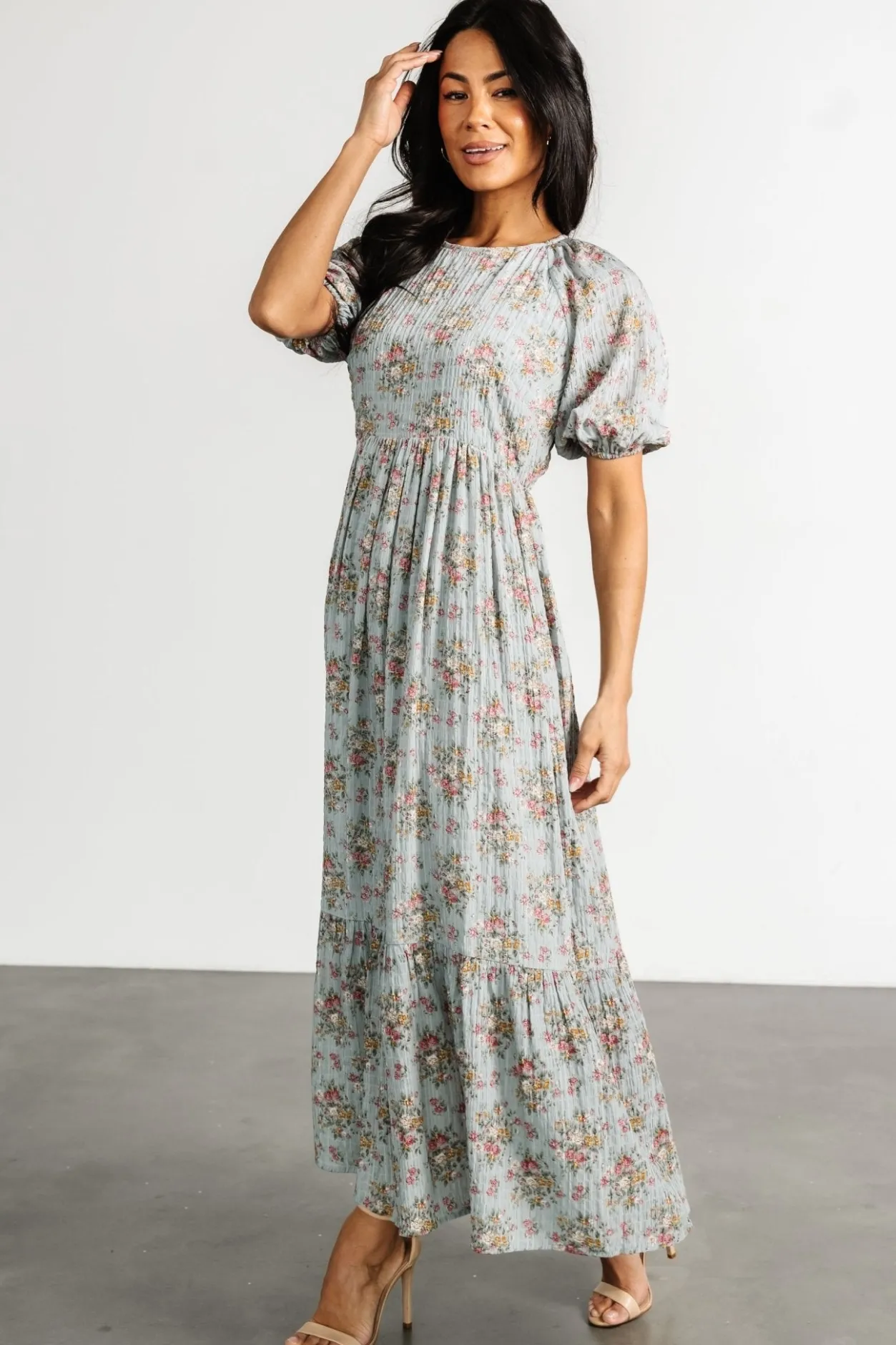 Discount Baltic Born Lucinda Back Tie Dress | Dusty Blue Floral DustyBlueFloral