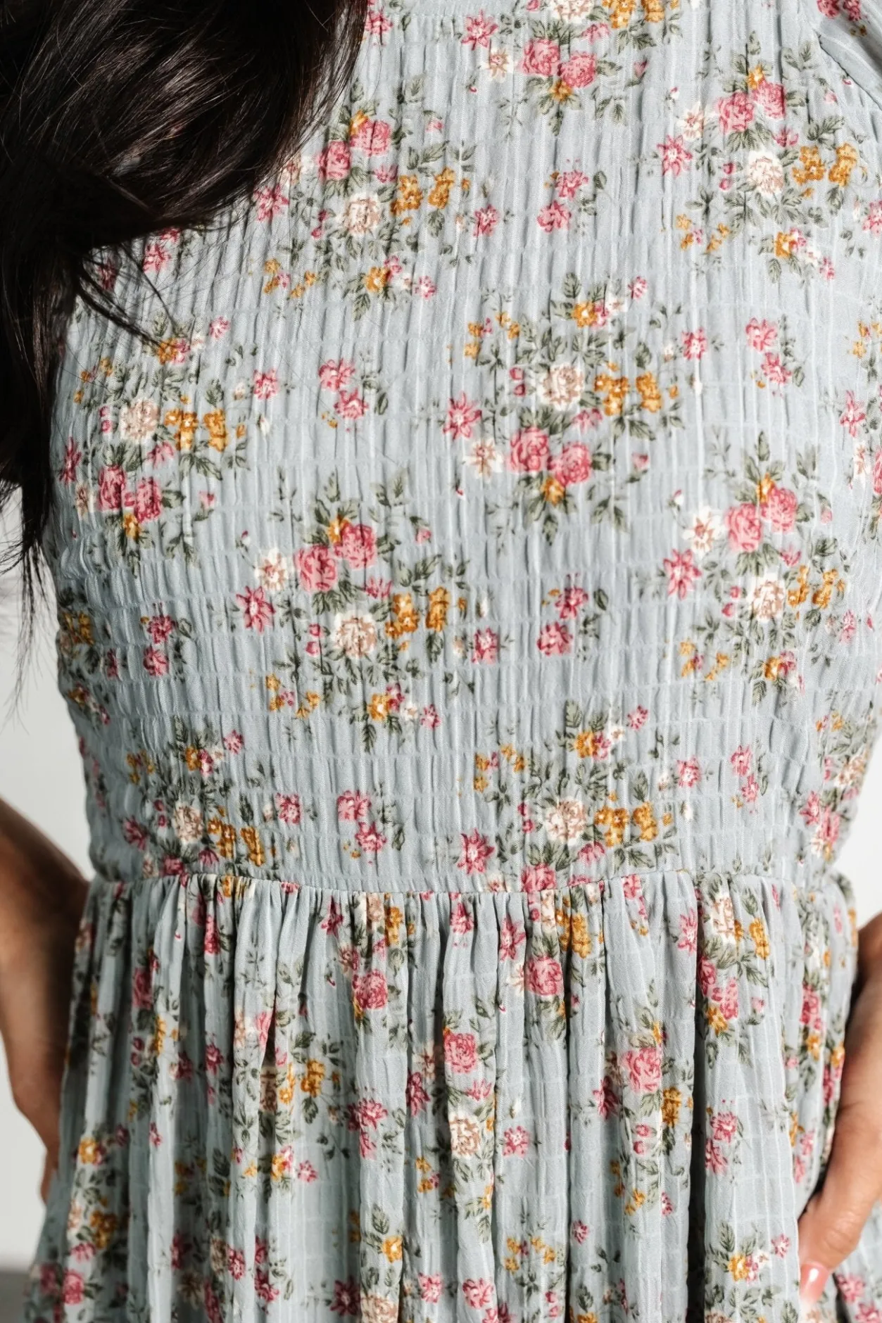 Discount Baltic Born Lucinda Back Tie Dress | Dusty Blue Floral DustyBlueFloral