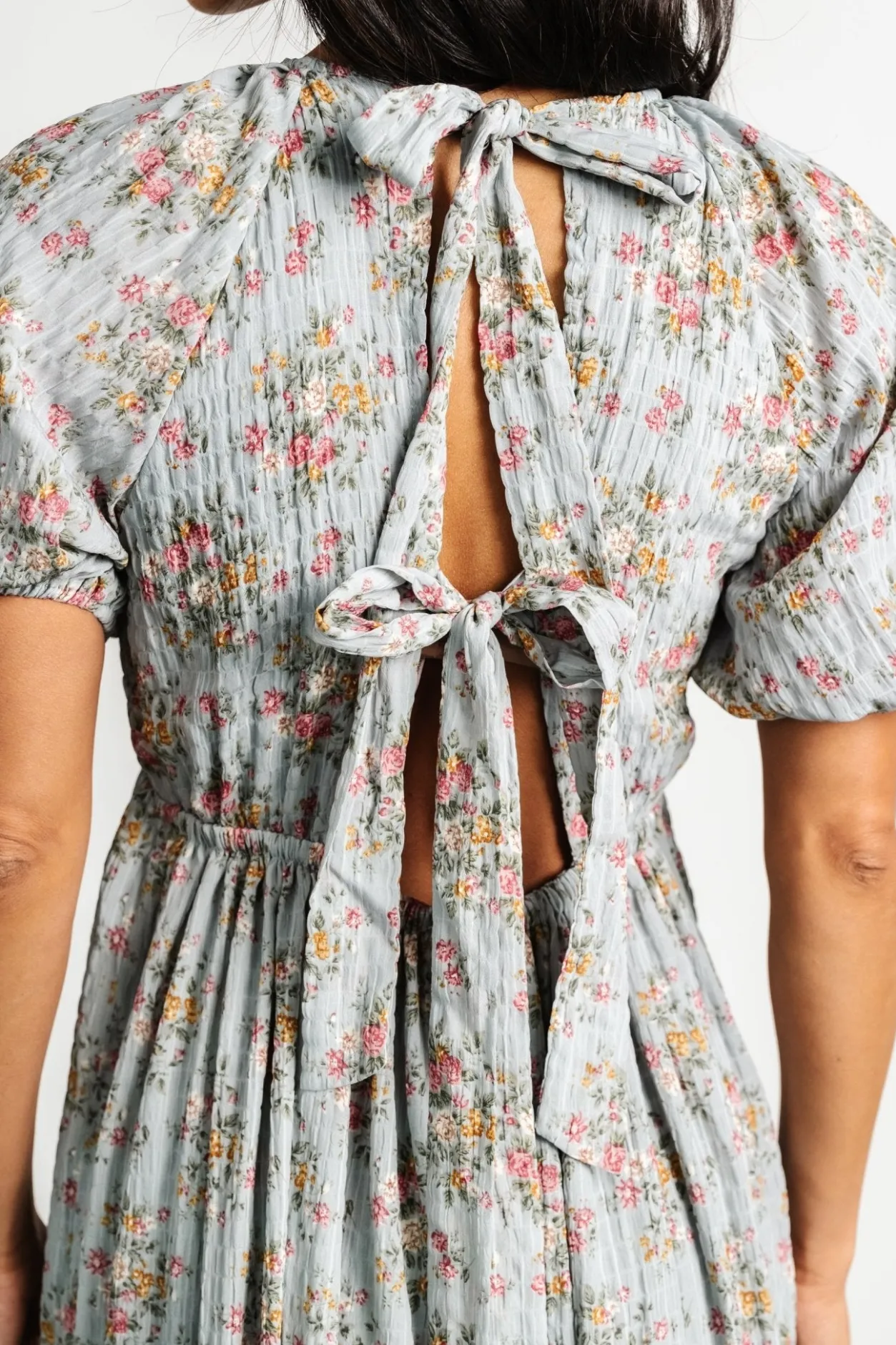 Discount Baltic Born Lucinda Back Tie Dress | Dusty Blue Floral DustyBlueFloral