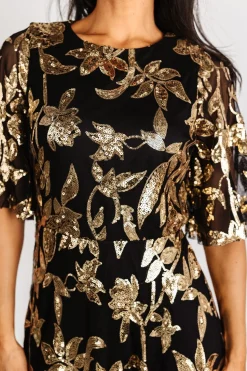 New Baltic Born Lucy Sequin Dress | Black + Gold Black+Gold