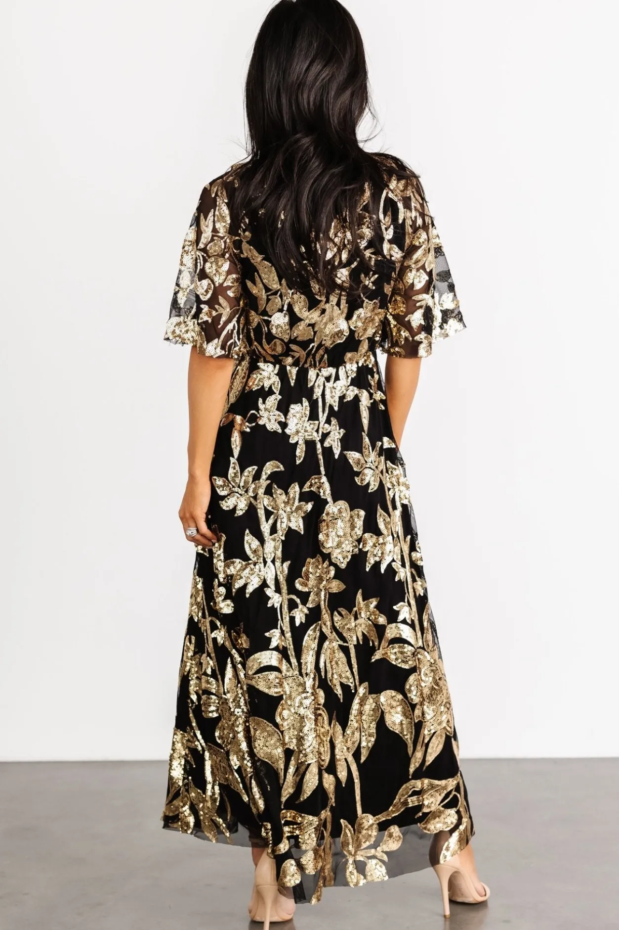 New Baltic Born Lucy Sequin Dress | Black + Gold Black+Gold