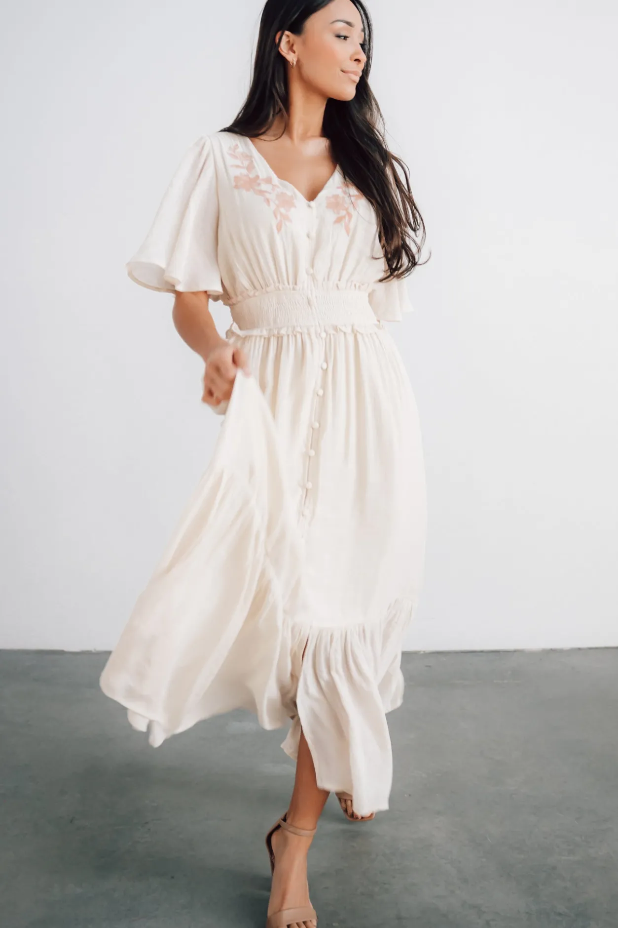 Clearance Baltic Born Luz Embroidered Maxi Dress | Natural