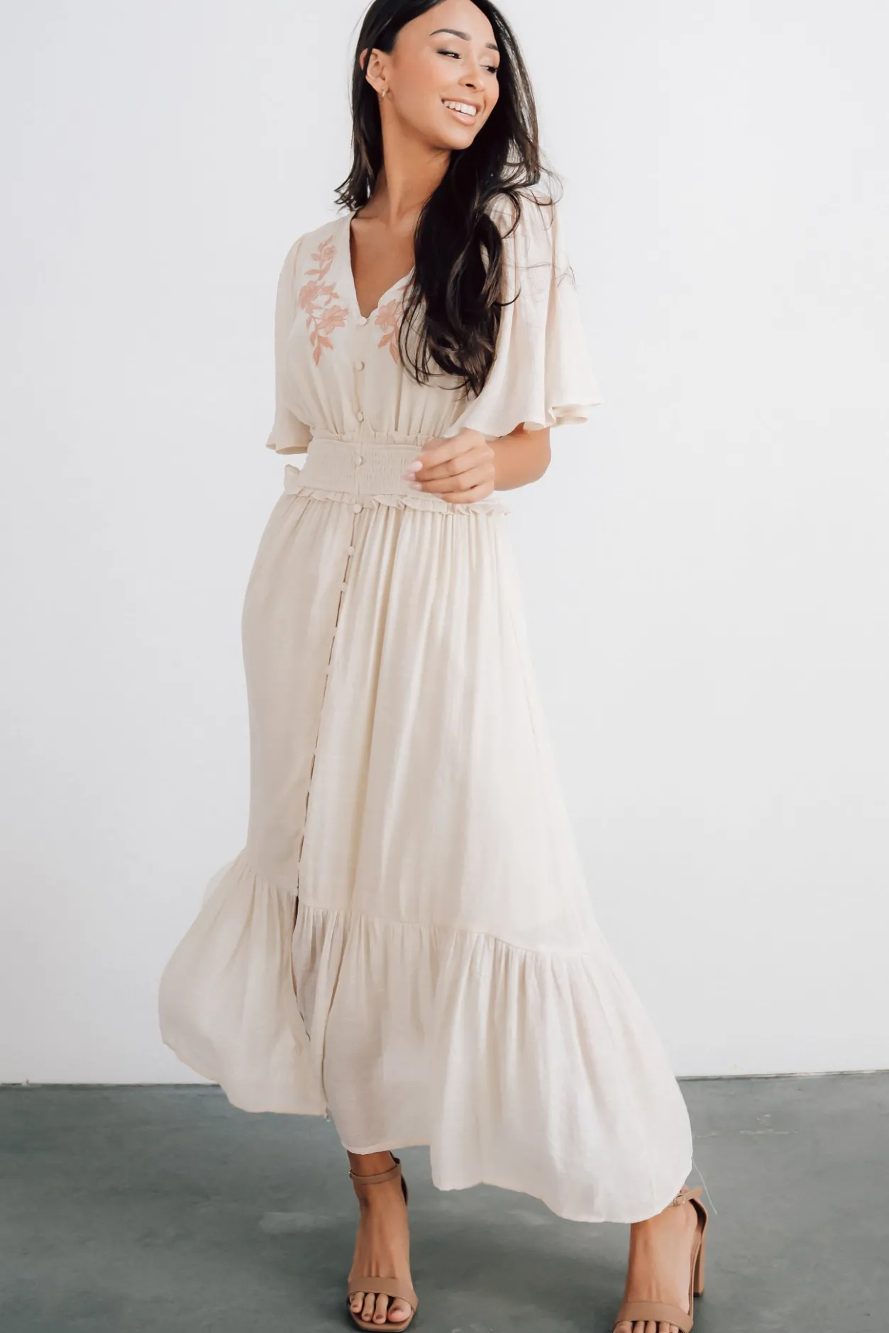Clearance Baltic Born Luz Embroidered Maxi Dress | Natural