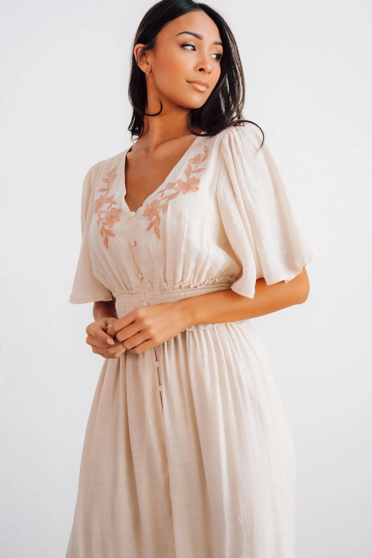 Clearance Baltic Born Luz Embroidered Maxi Dress | Natural