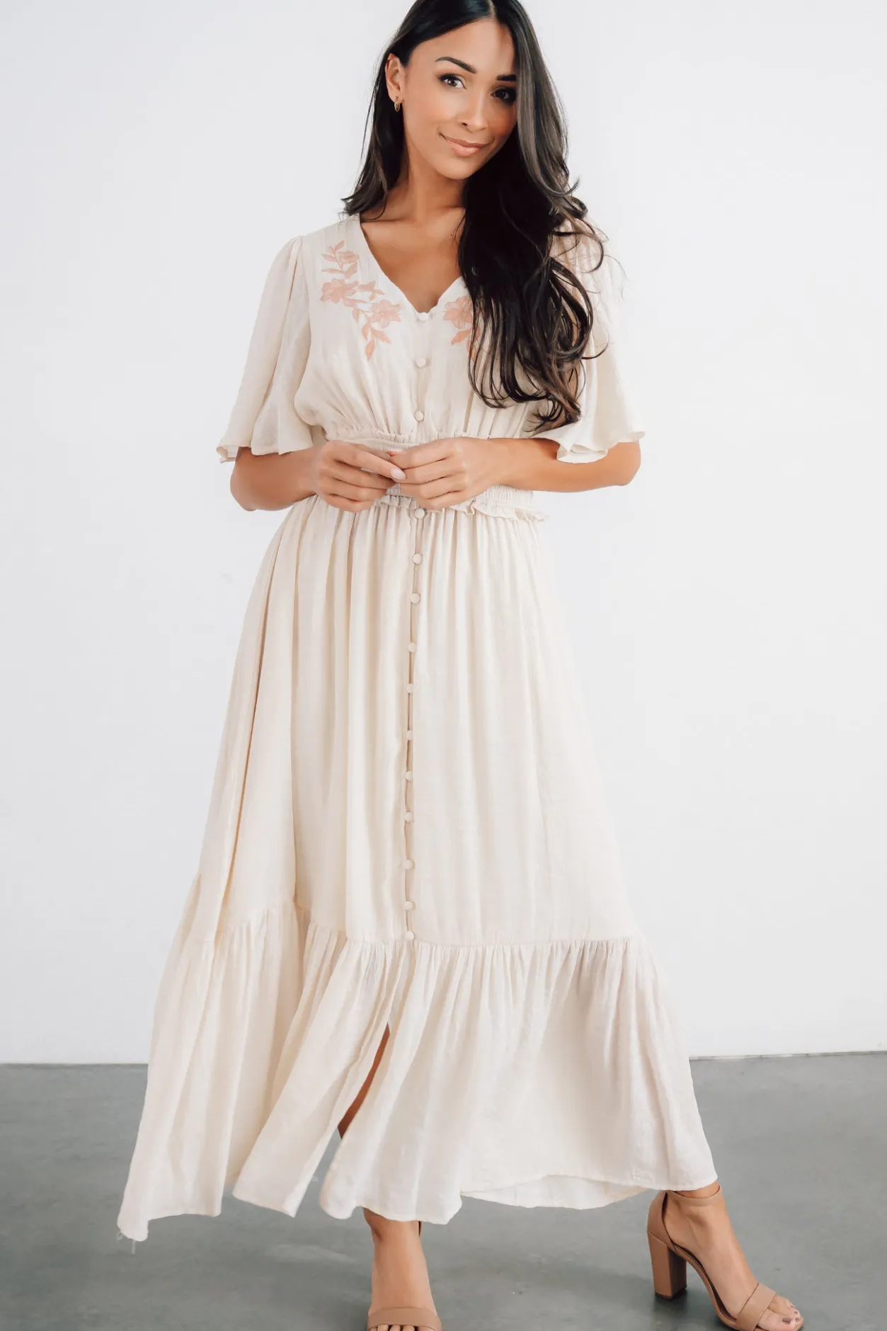 Clearance Baltic Born Luz Embroidered Maxi Dress | Natural