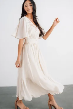 Clearance Baltic Born Luz Embroidered Maxi Dress | Natural