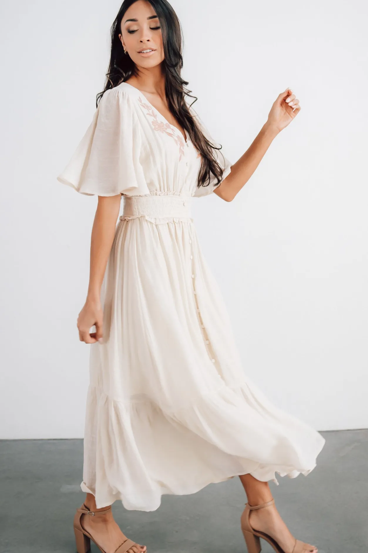 Clearance Baltic Born Luz Embroidered Maxi Dress | Natural