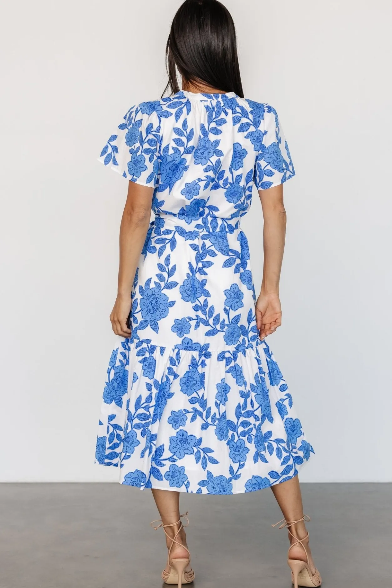 Online Baltic Born Lydie Button Midi Dress | White + Blue White+Blue