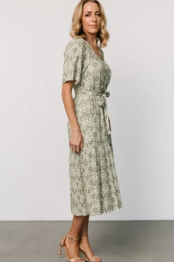 Best Baltic Born Lyla Midi Dress | White + Olive Print White+OlivePrint