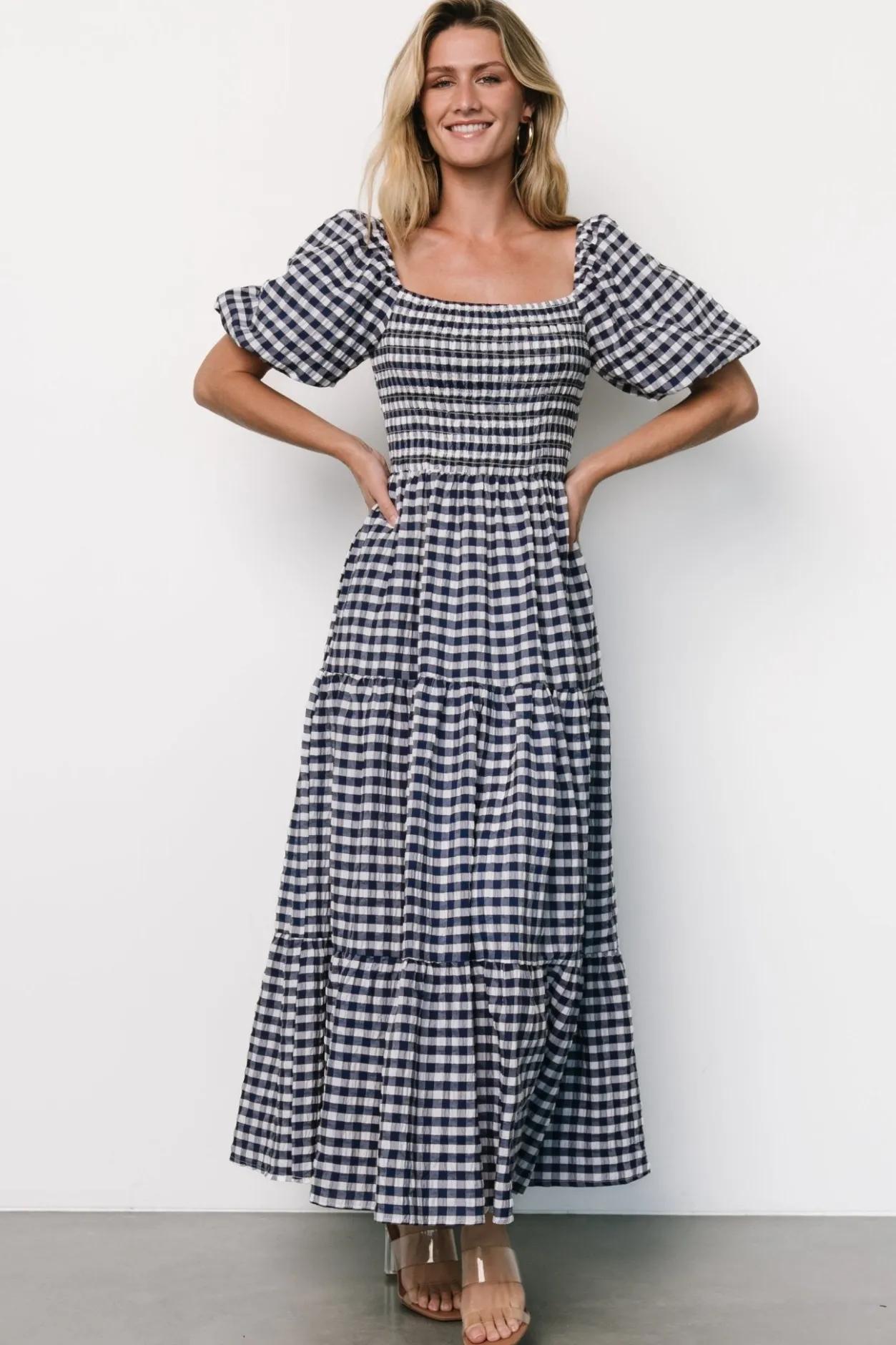 Best Baltic Born Lyndy Smocked Dress | Off White + Blue Gingham OffWhite+BlueGingham