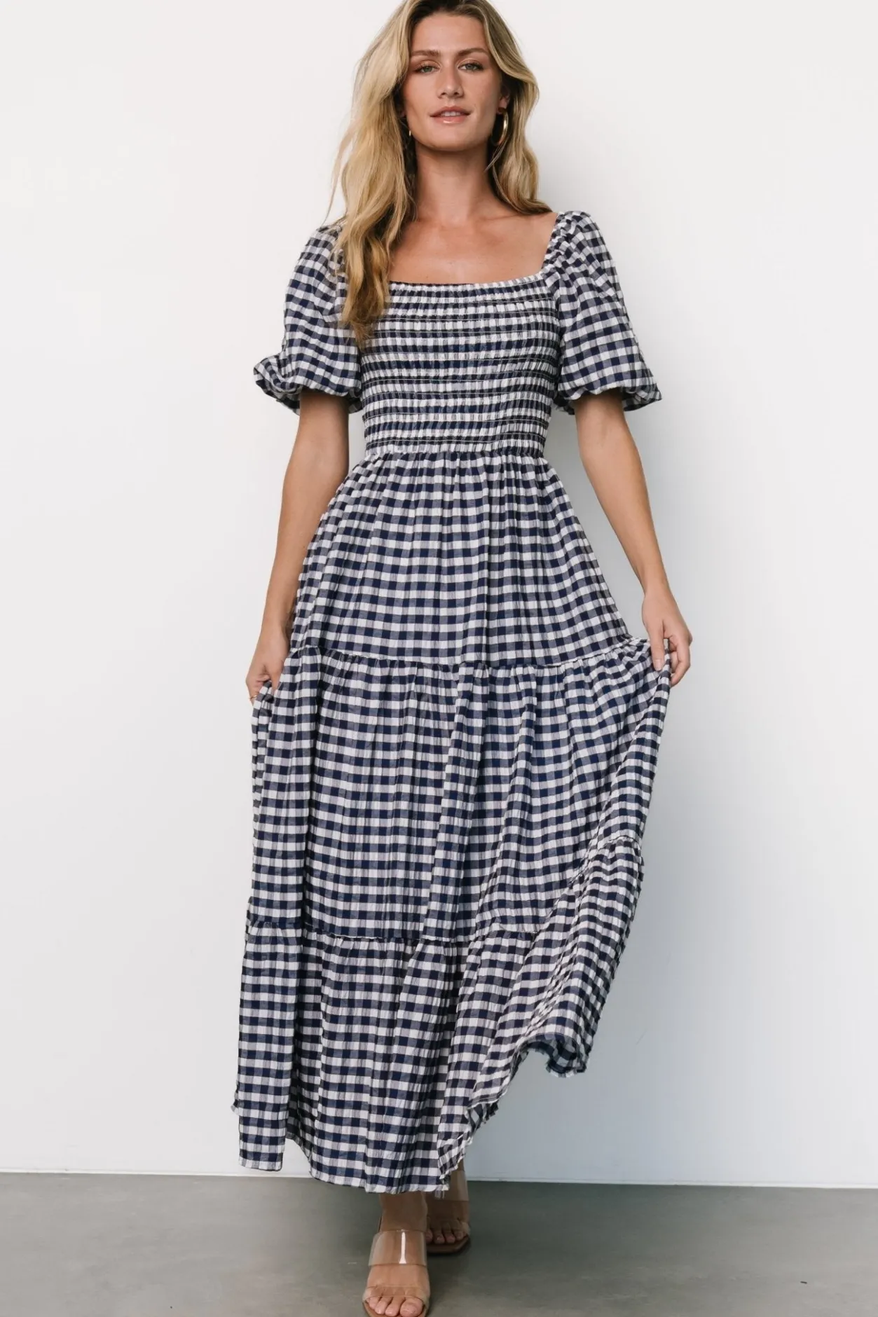 Best Baltic Born Lyndy Smocked Dress | Off White + Blue Gingham OffWhite+BlueGingham