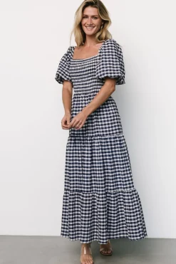 Best Baltic Born Lyndy Smocked Dress | Off White + Blue Gingham OffWhite+BlueGingham