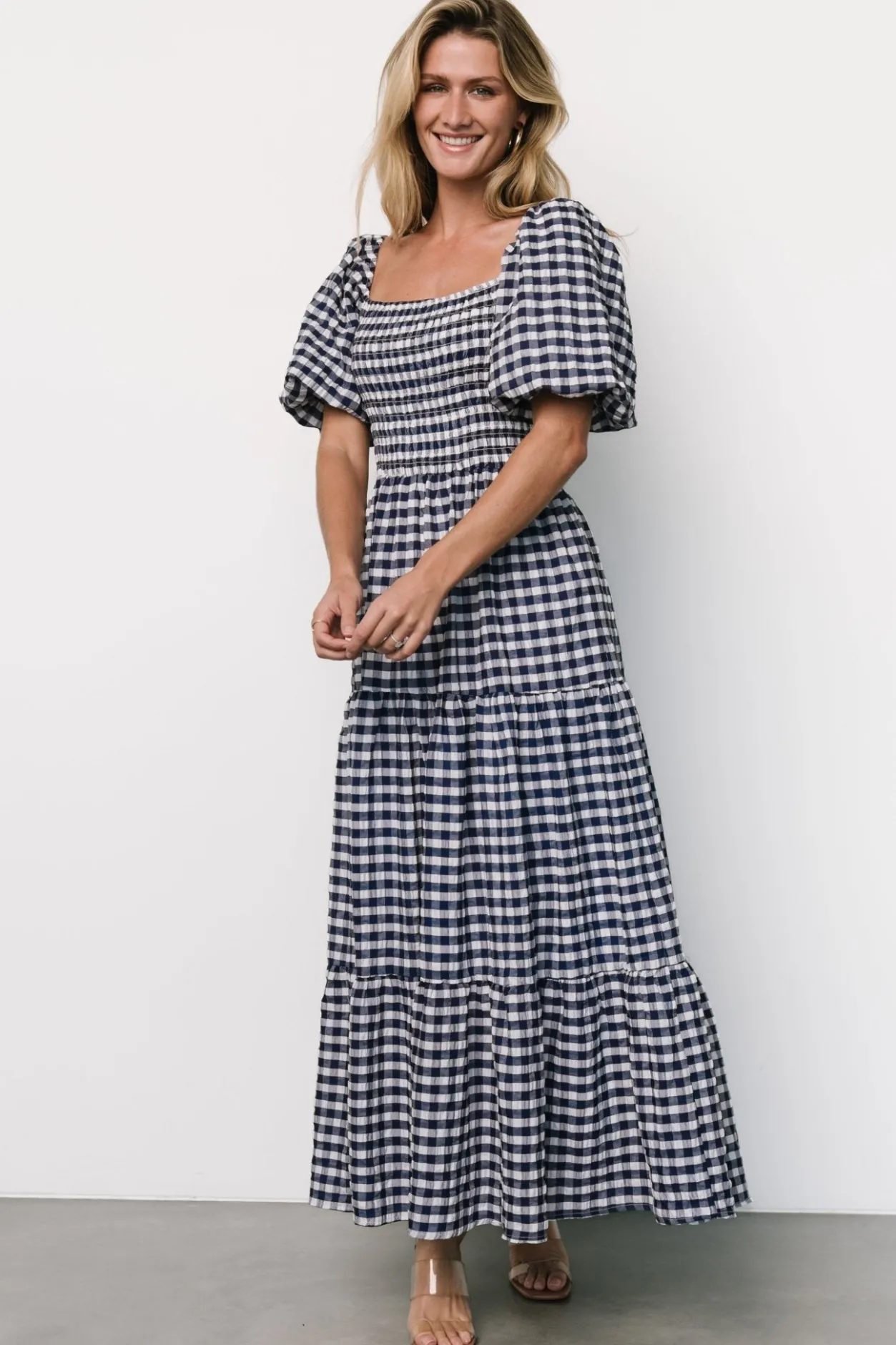 Best Baltic Born Lyndy Smocked Dress | Off White + Blue Gingham OffWhite+BlueGingham