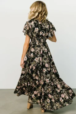 Clearance Baltic Born Lynlee Metallic Maxi Dress | Black + Mauve Black+Mauve