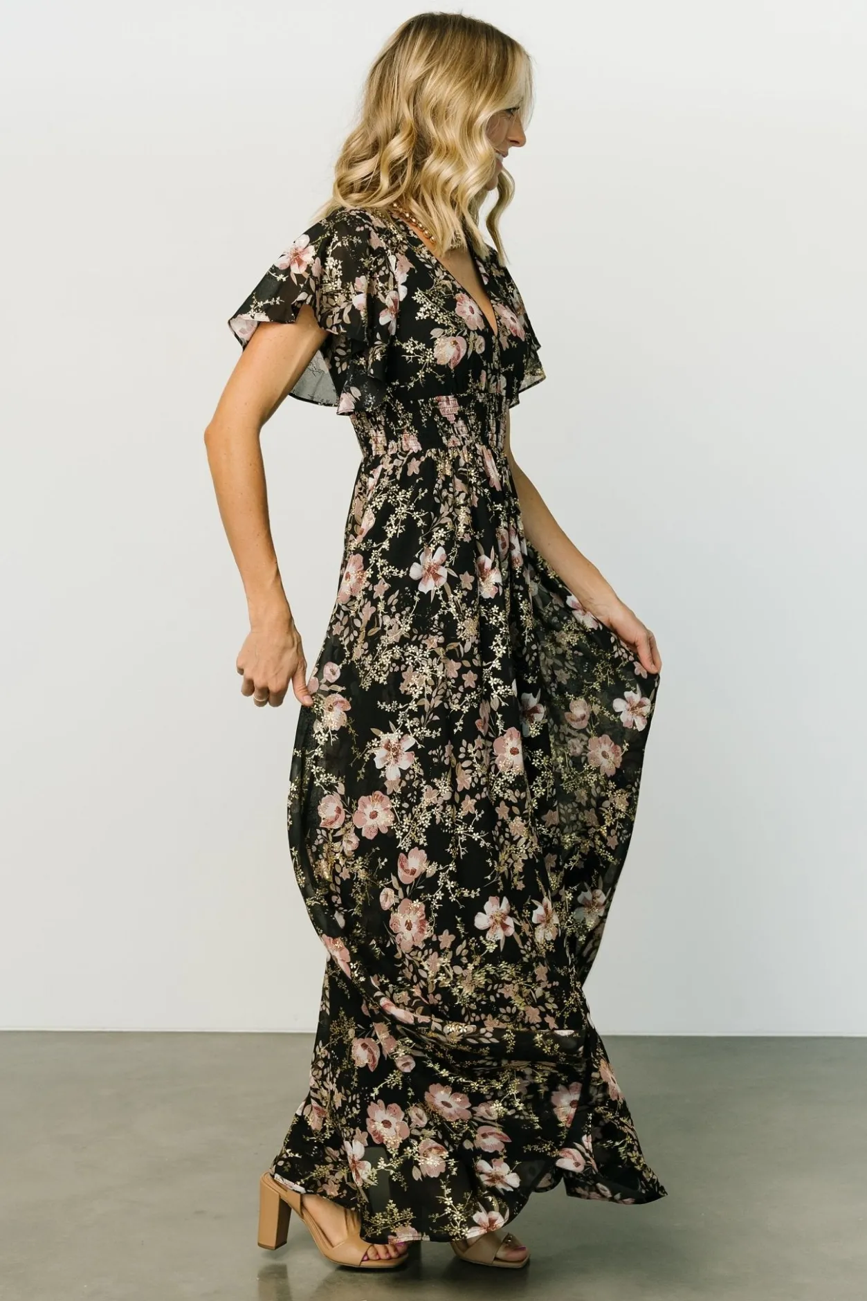 Clearance Baltic Born Lynlee Metallic Maxi Dress | Black + Mauve Black+Mauve