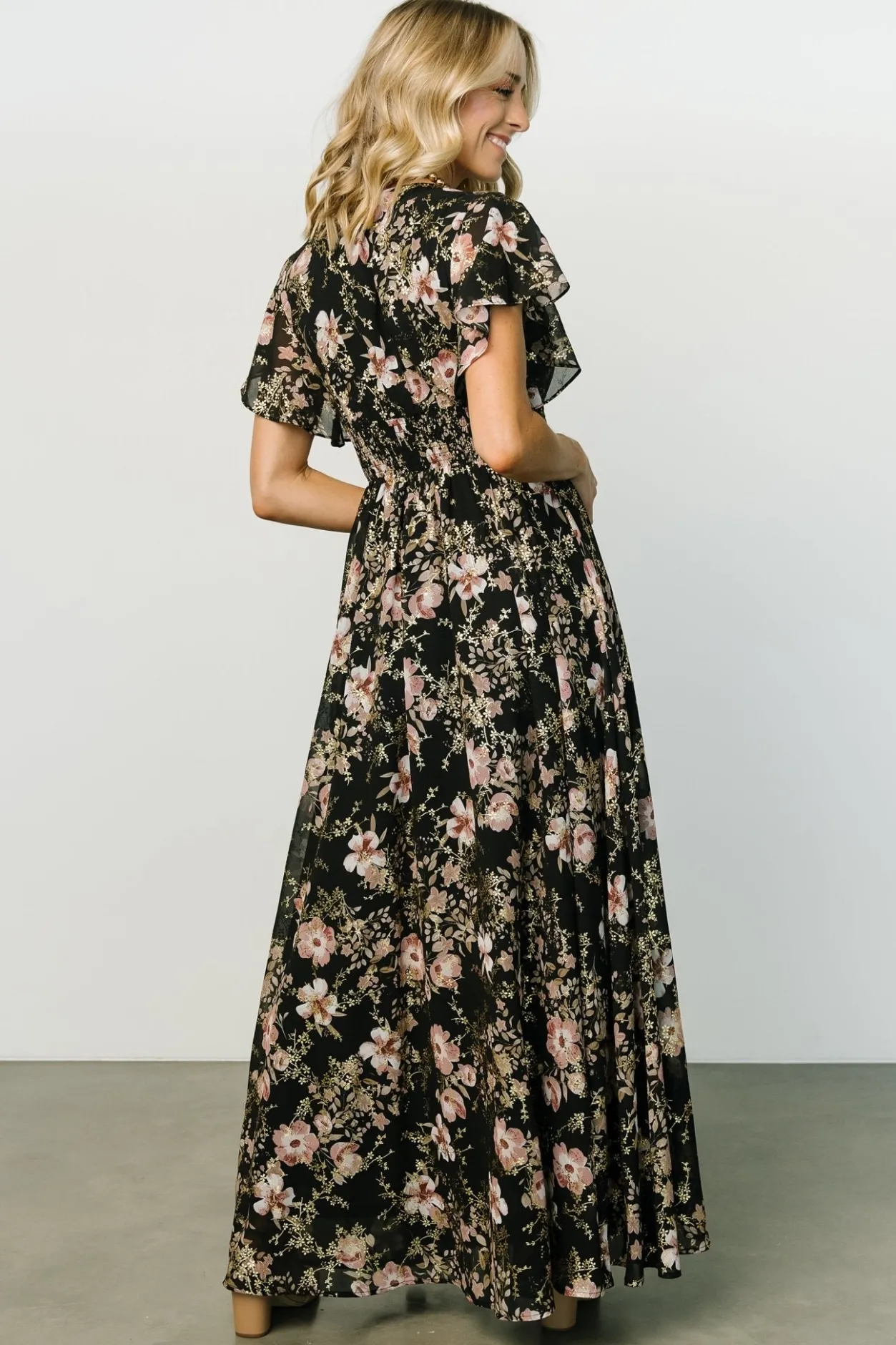 Clearance Baltic Born Lynlee Metallic Maxi Dress | Black + Mauve Black+Mauve