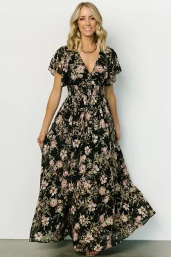 Clearance Baltic Born Lynlee Metallic Maxi Dress | Black + Mauve Black+Mauve