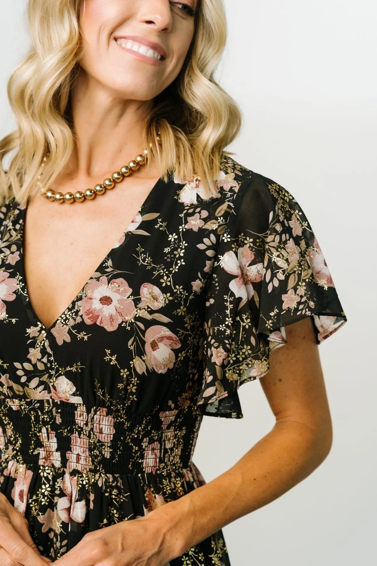 Clearance Baltic Born Lynlee Metallic Maxi Dress | Black + Mauve Black+Mauve