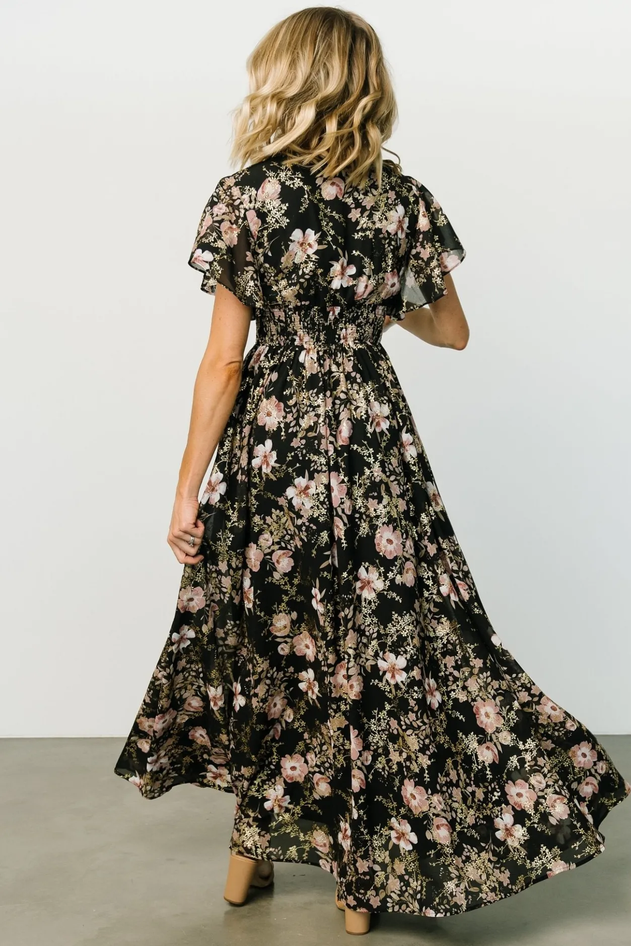 Clearance Baltic Born Lynlee Metallic Maxi Dress | Black + Mauve Black+Mauve