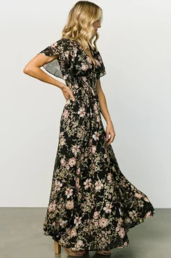 Clearance Baltic Born Lynlee Metallic Maxi Dress | Black + Mauve Black+Mauve