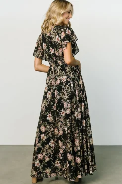 Clearance Baltic Born Lynlee Metallic Maxi Dress | Black + Mauve Black+Mauve
