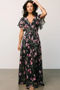 New Baltic Born Lynlee Metallic Maxi Dress | Dark Blue + Pink DarkBlue+Pink