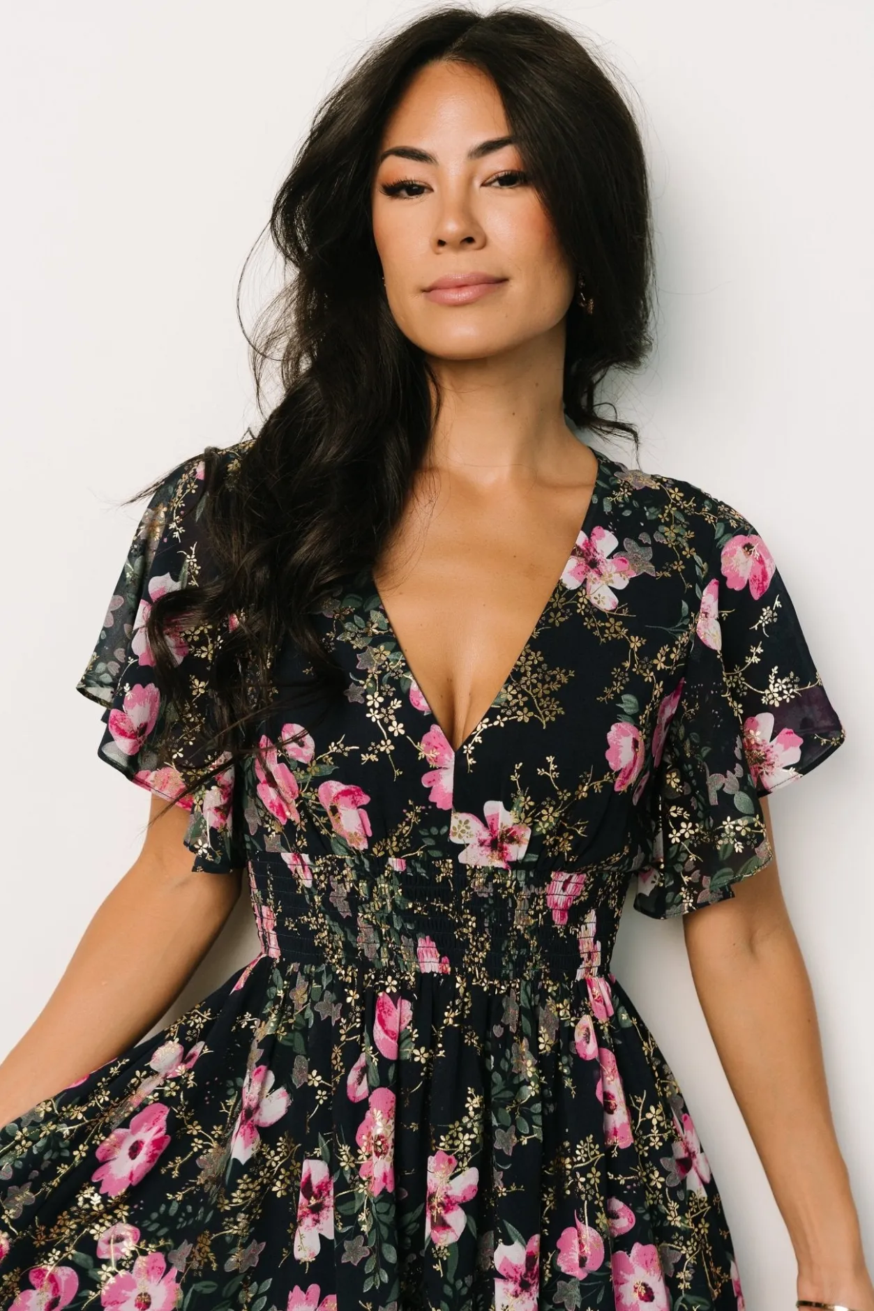 New Baltic Born Lynlee Metallic Maxi Dress | Dark Blue + Pink DarkBlue+Pink